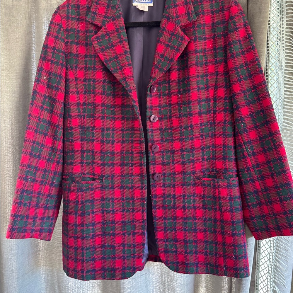 Vintage Pendleton Classic Wool Blazer in Red and Green